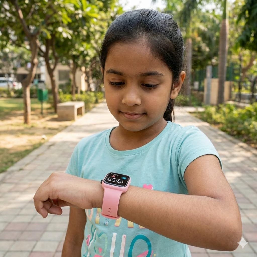Matrix Junior Luminous LED Display Digital Watch | Water Proof | Silicone Strap | for Boy & Girls (Pink)