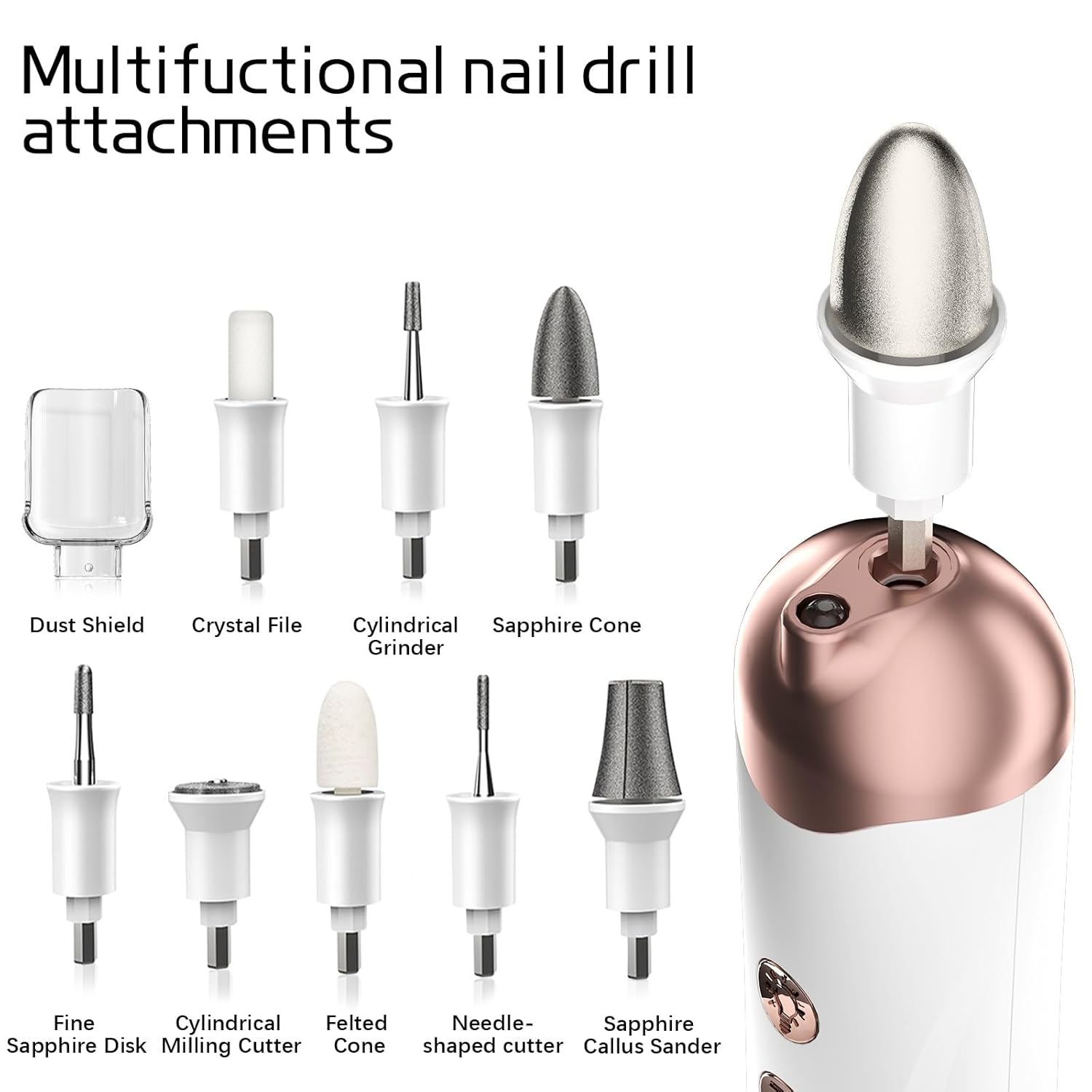 Professional Manicure Pedicure Kit, Electric Nail File Set, Cordless Electric Nail Drill Machine, 5 Speeds Hand Foot Care Nail Drill for Thick Nail Toenail Cuticle with 9Pcs Drawing Brushes - Image 2