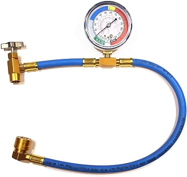 ZIMISI R134A Car AC Refrigerant Charge Hose Kit, Auto Air Conditioning Recharge Hose Kit with 1/2 Inch Can Tap, Gauge & Quick Coupler, Universal Auto Accessories for Car/Home AC Refrigerant