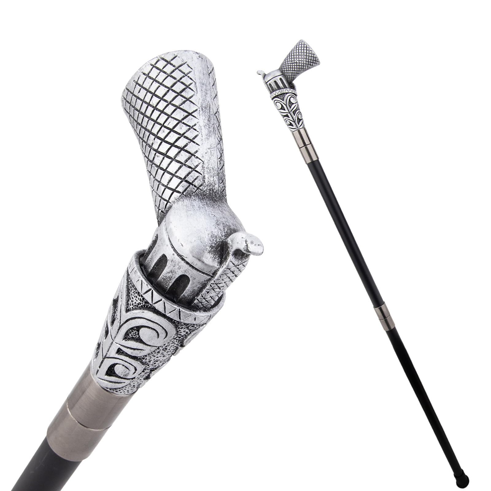 Bastón de Resina White Pisto, Bastón de Lujo para Hombre y Mujer, con Empuñadura Antideslizante Extraíble, Cospaly Vintage Party 93 Cm