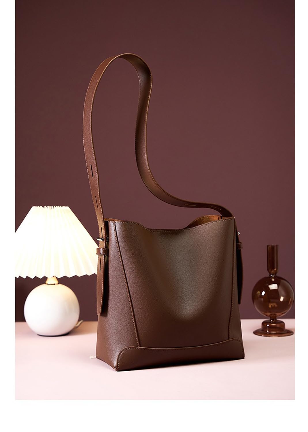 Borsa a tracolla da donna, in vera pelle, multifunzionale, di grande capacità, per pendolari