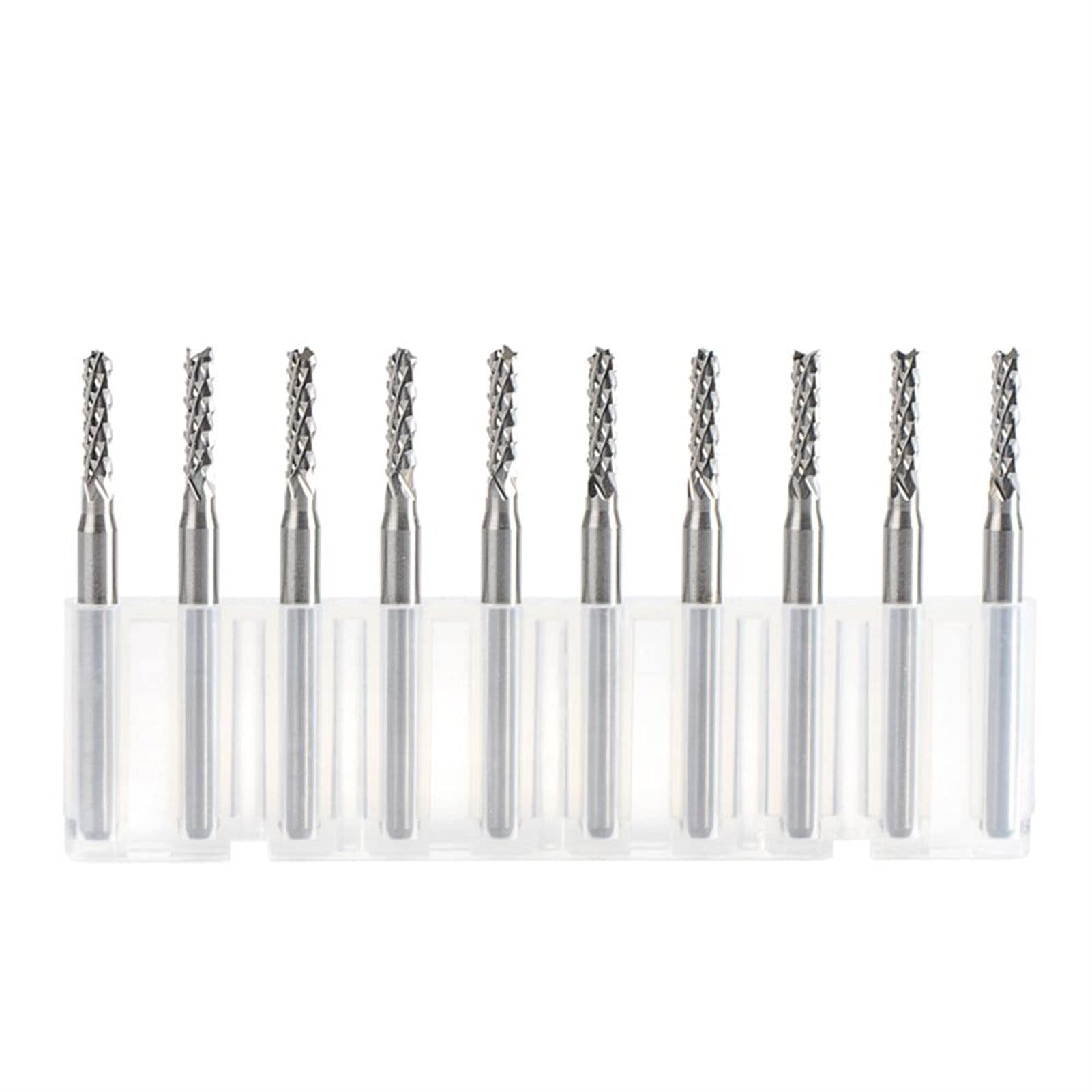 HYUJNAFZR 10pcs/Set End Mill Sets Solid Carbide Corn End Mill Milling Cutter Bits D0.8 1.0 1.6 1.8 2.4 3.1 PCB End Mill CNC Cutting Milling Tools(10pc D0.8 6)