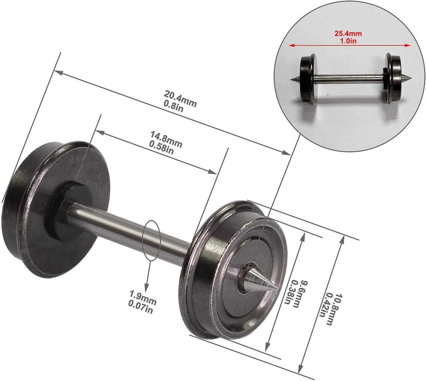 24pcs HO Scale 1:87 33'' Metal Wheels for Model Train DC Wheel Set New C8725