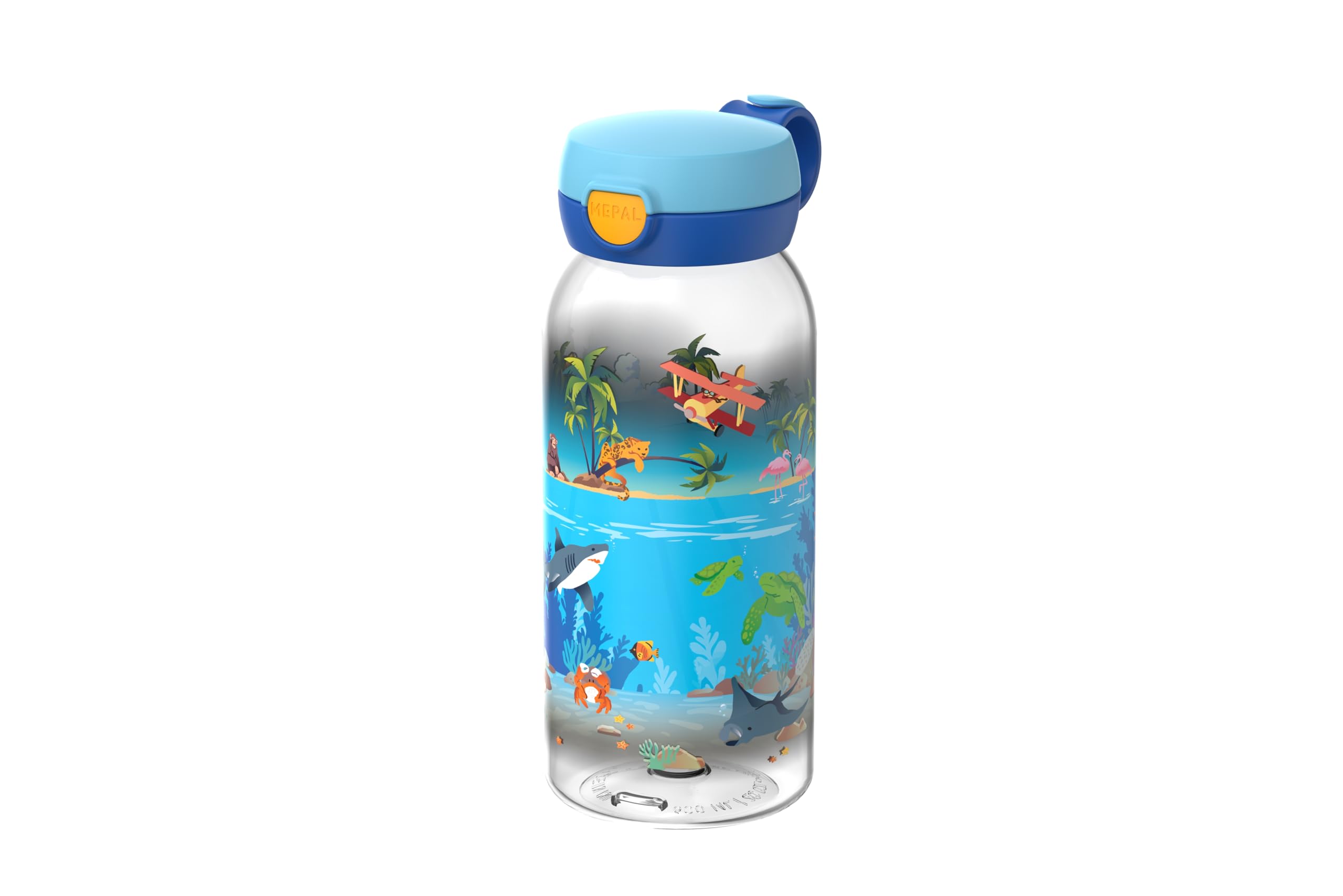 Mepal - Water bottle with hinged lid Campus - Lid pops open at the touch of a button - Drinking bottle suitable for children - Leak-proof and dishwasher safe - 600 ml - Tropical Ocean