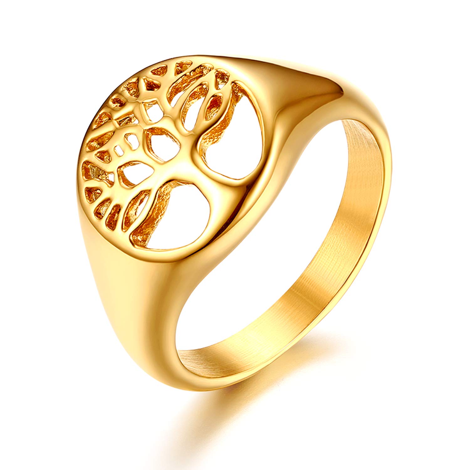 JewelryWe Pierścionek damski, ze stali nierdzewnej, drzewo życia, pierścionek na palec, srebrny, rozmiar od 49 do 65, bezpłatny grawerunek
