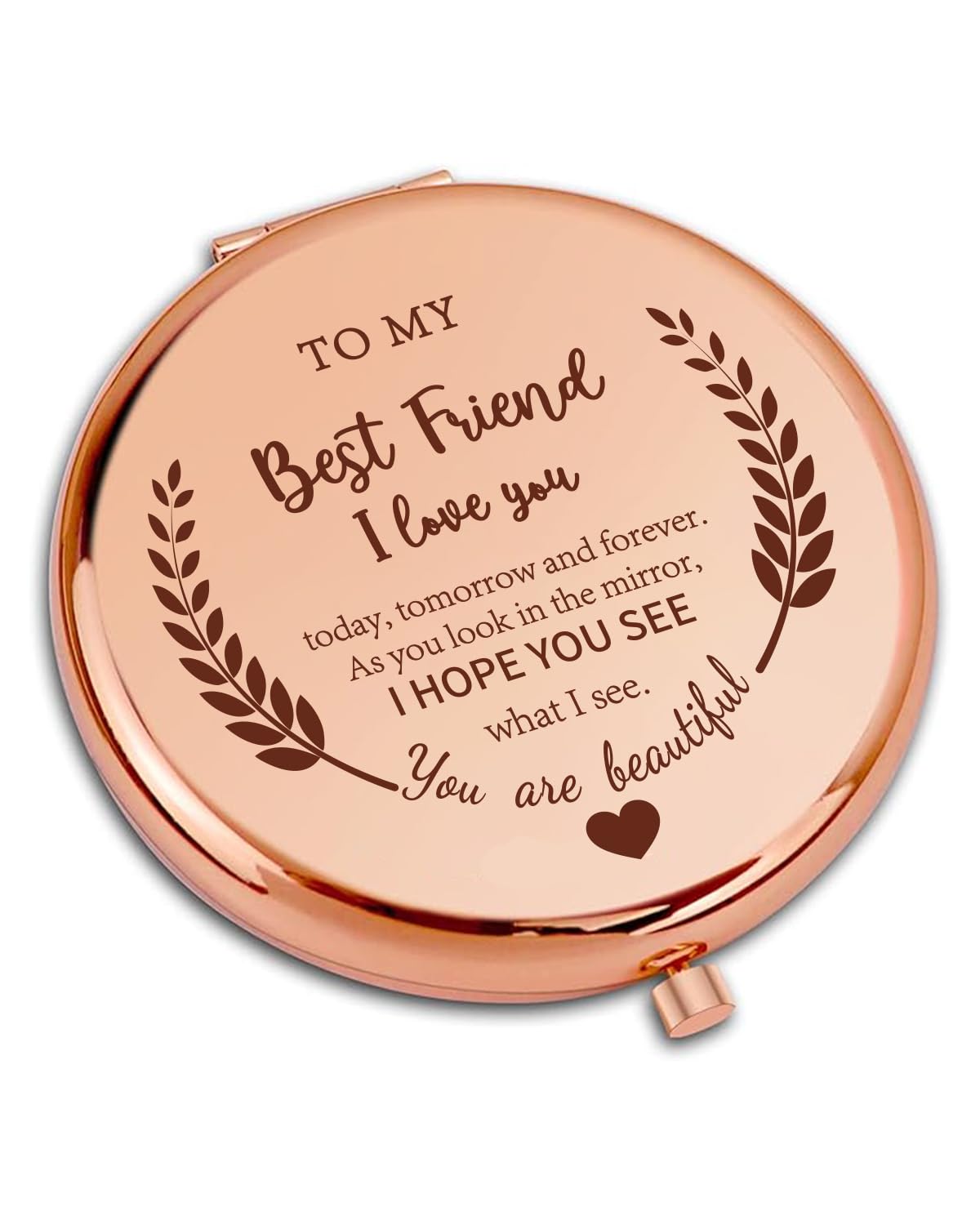 Sylona Women's Best Friend-01 Friendship Gifts For Rose Gold Mirror For Her, Best Friends, Sisters - Travel Compact For Makeup, Long Distance Present