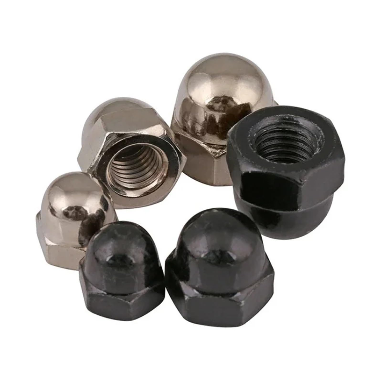 Sześciokątne nakrętki kołpakowe, Nakrętki żołędziowe ze stali węglowej M3-M12 czarne/niklowane Opakowanie 10+ sztuk(Black,M8-2pcs)