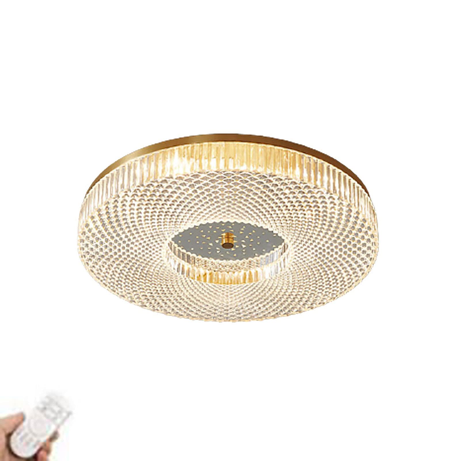 RRJJ LED Flush Mount Light Fixture Crystal Chandelier Dimmable Minimalist Ceiling Light Fixtures Close to Fixtures for Kitchen Island Garage Bedroom Hallway-Stepless dimming 40x7cm (4ma