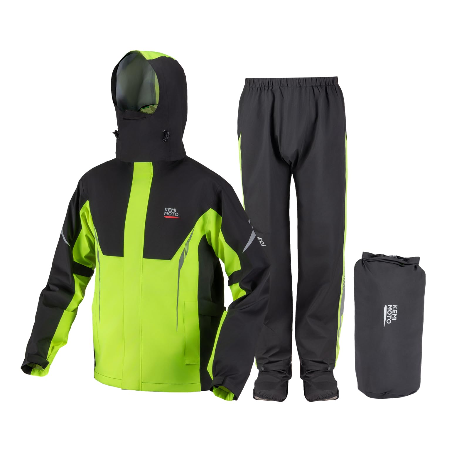 KEMIMOTO Traje de lluvia para hombre y mujer, 100% impermeable, transpirable, resistente al viento, chubasquero para camping, senderismo, viajes, ciclismo
