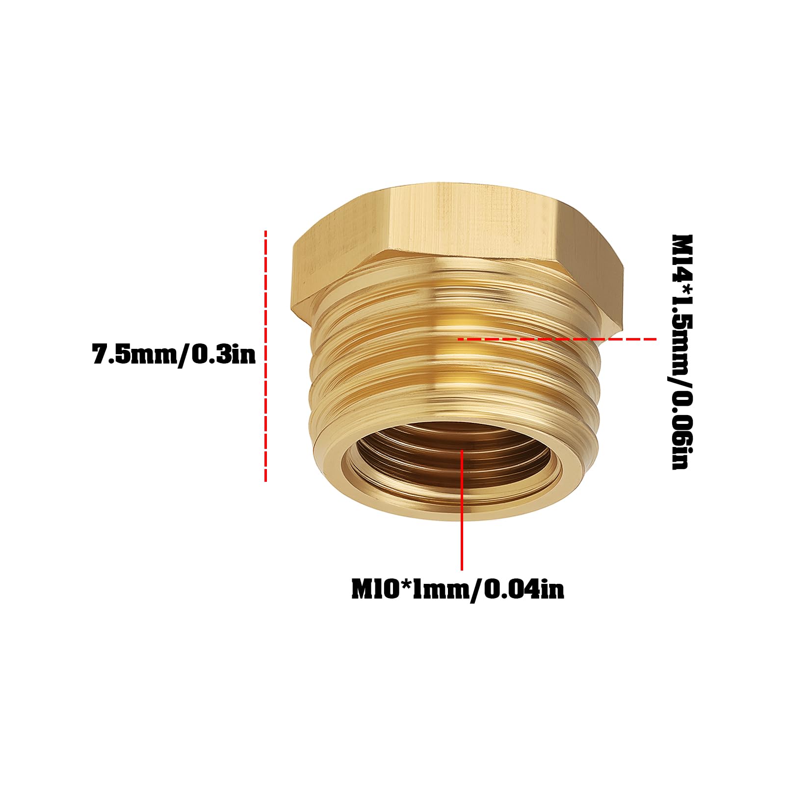 SG Store Lot de 2 adaptateurs réducteurs en laiton M14 x 1,5 mâle vers M10 x 1 femelle pour tuyaux de plomberie