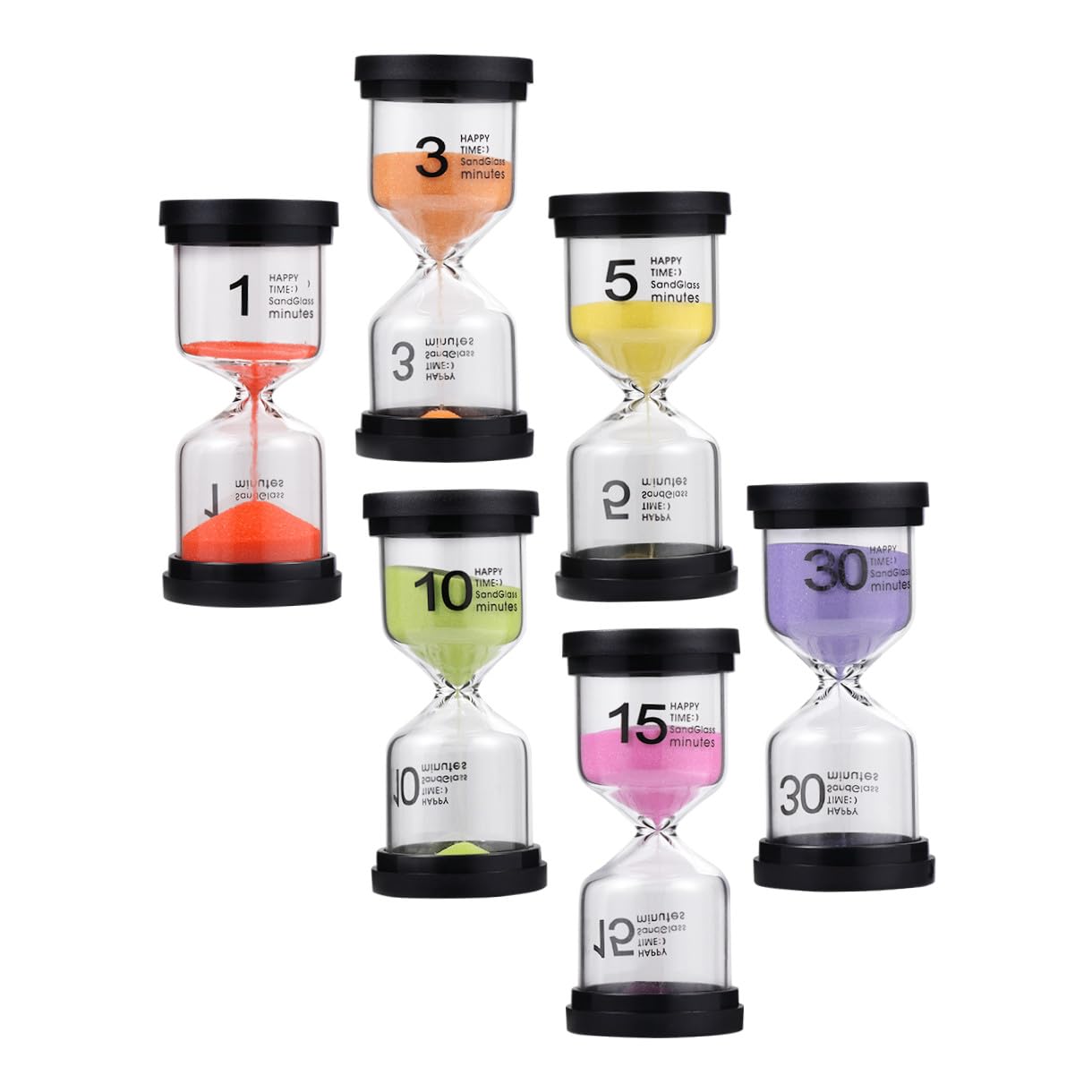 6 Piezas Reloj De Arena De Mesa Temporizador De Reloj De Arena Minutero Temporizadores Temporizador Visual para Cronómetro El Plastico