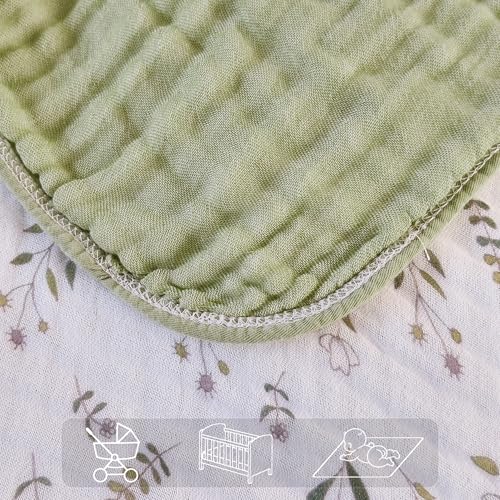 Image of Muslin Throw Blanket 100% Cotton 6-Layer Gauze Floral Pattern Cooling Blanket Lightweight Soft Breathable Quilt for All Season Both Sides for Sofa Couch (Leaves Green, Throw 50 inchx60 inch)