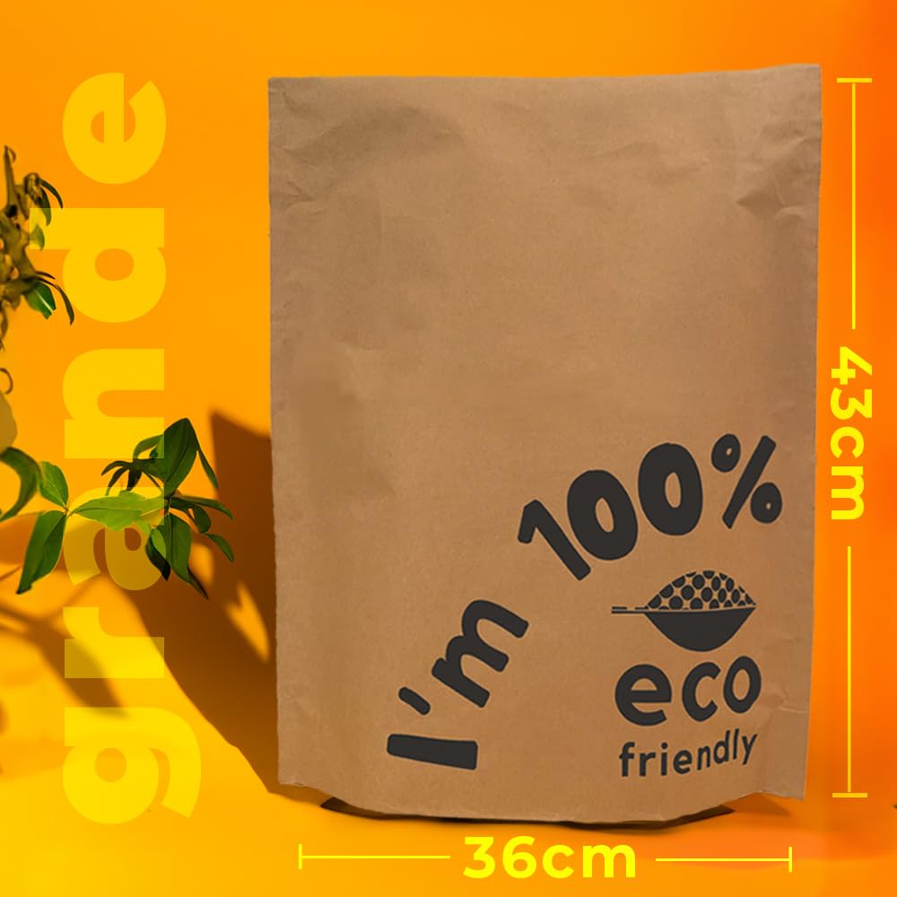sobres de envío de papel | Paquete de 25| Sobre de correo biodegradable y compostable | Tamaño: 36 x 43.5 cm + fuelle inferior