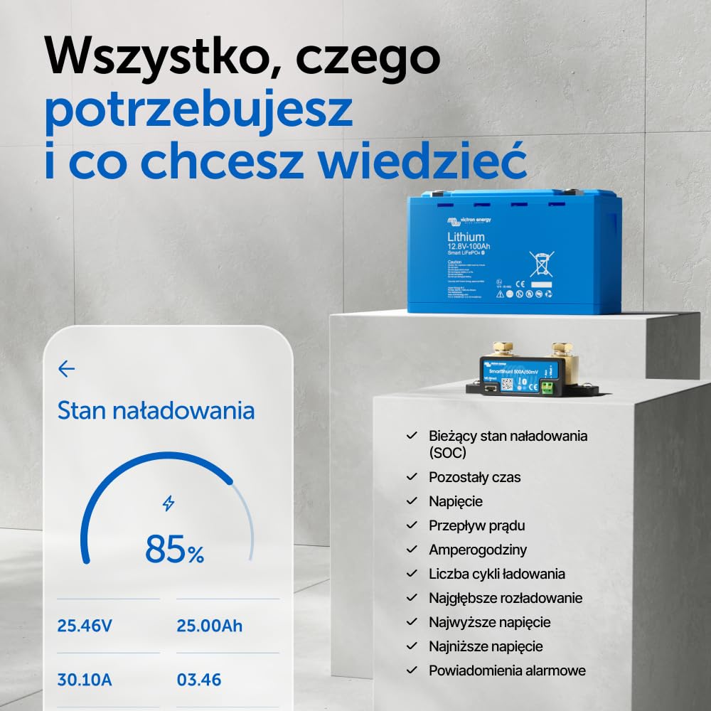 Victron Energy SmartShunt 500 amp Monitor Akumulatorów (Bluetooth) | Victron Smart Shunt z Bluetooth – szczegółowe informacje w aplikacji