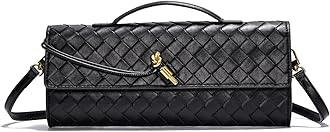 Honikoo Trendy Woven Evening Clutch Purses for Women Evening Bags Handbags PU Leather Purse with Removable Shoulder Strap Bag