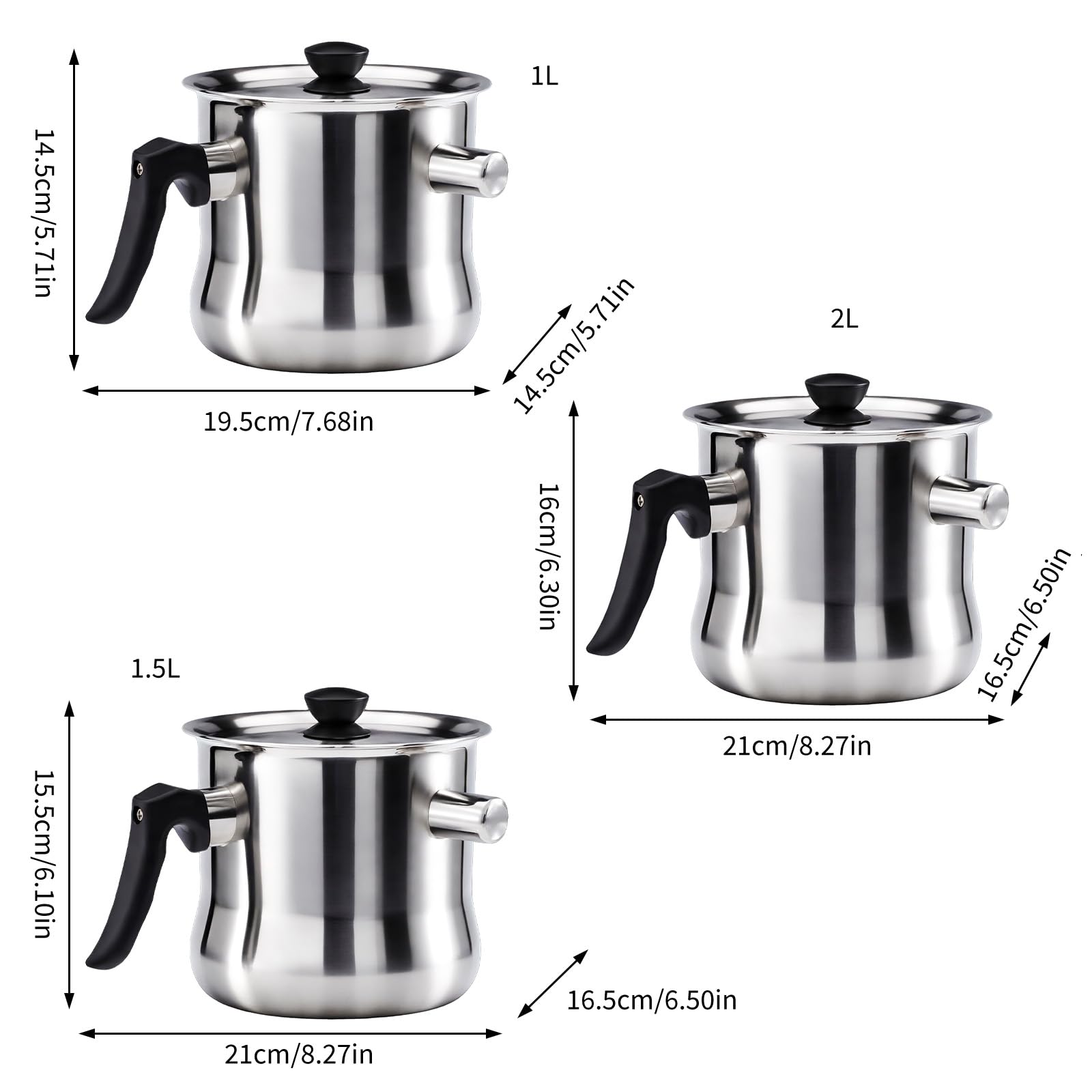 Generisch Hervidor de leche de doble pared de acero inoxidable apto para uso alimentario con conexión de pipa y resistente al calor, olla, hervidor de leche, ollas ergonómicas, de acero inoxidable