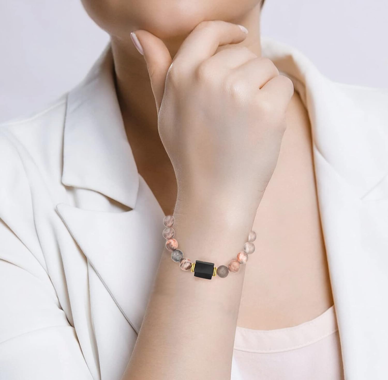 Natural Stone Bead Tourmaline Bracelet Healing Energy Bracelet Stress Relief Relaxation Gifts for Women Sisters Friends - Image 4