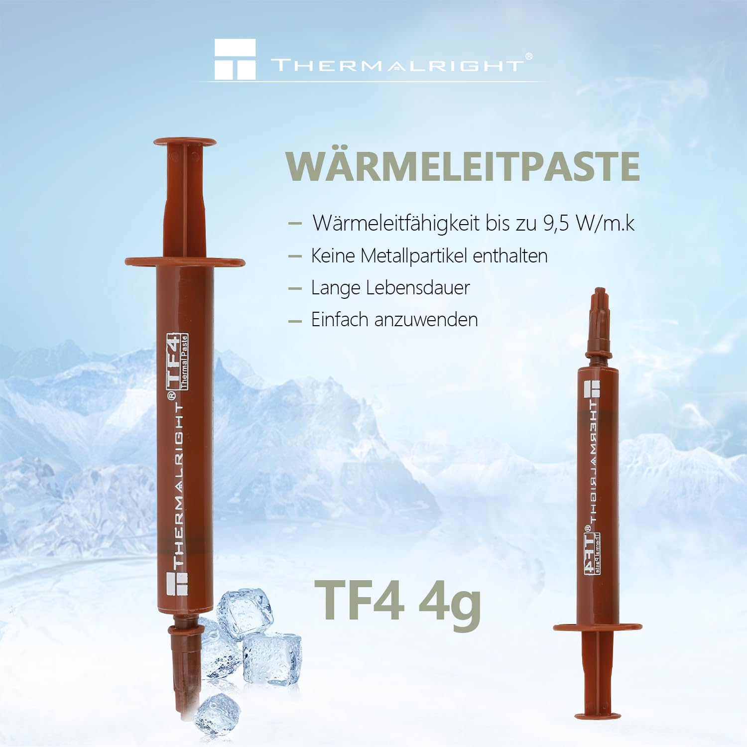 Thermalright TF4 4g Pasta Termica Compound per Raffreddatori, Pasta per Dissipatori di Calore ad Alta Durata 9.5W/m.k-4 Grammi, con Uno Strumento a spatola(TF4 4g)