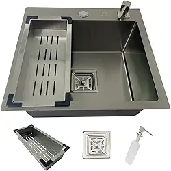 Cuba Gourmet Quadrada Aço Inox 304 Escovada 44x44 Acessórios