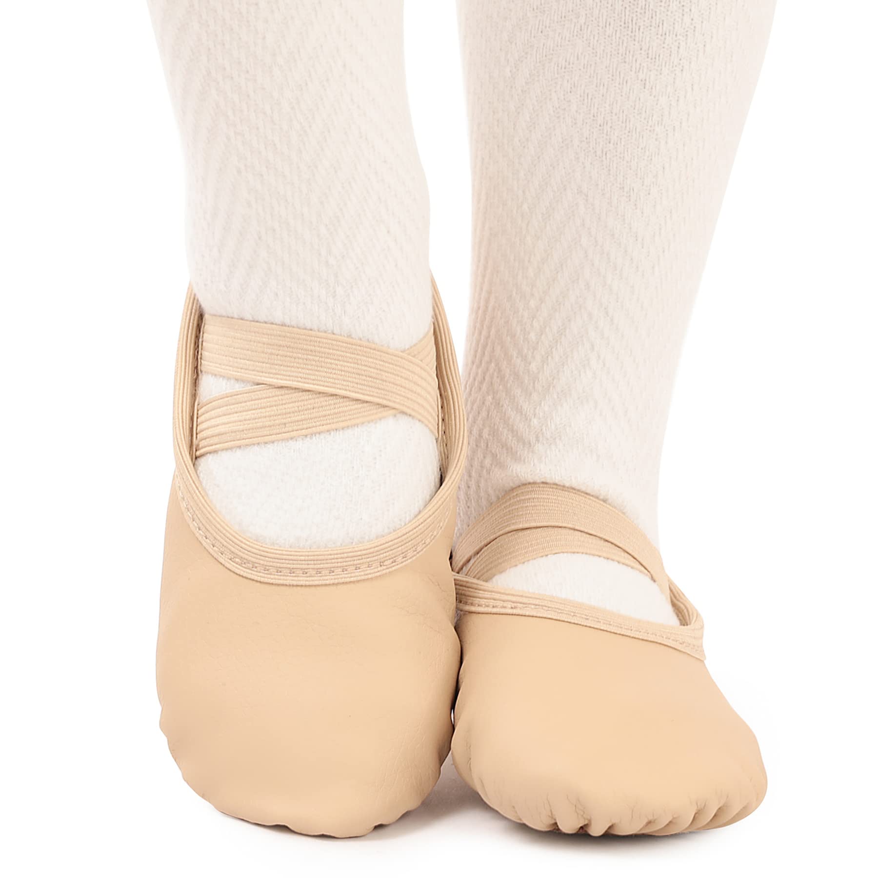 Scarpe da Danza in Pelle Classica Scarpe da Ballerina con Suola Intera in Cuoio Ginnastica Ballo Pantofole per Bambina Ragazze e Donna