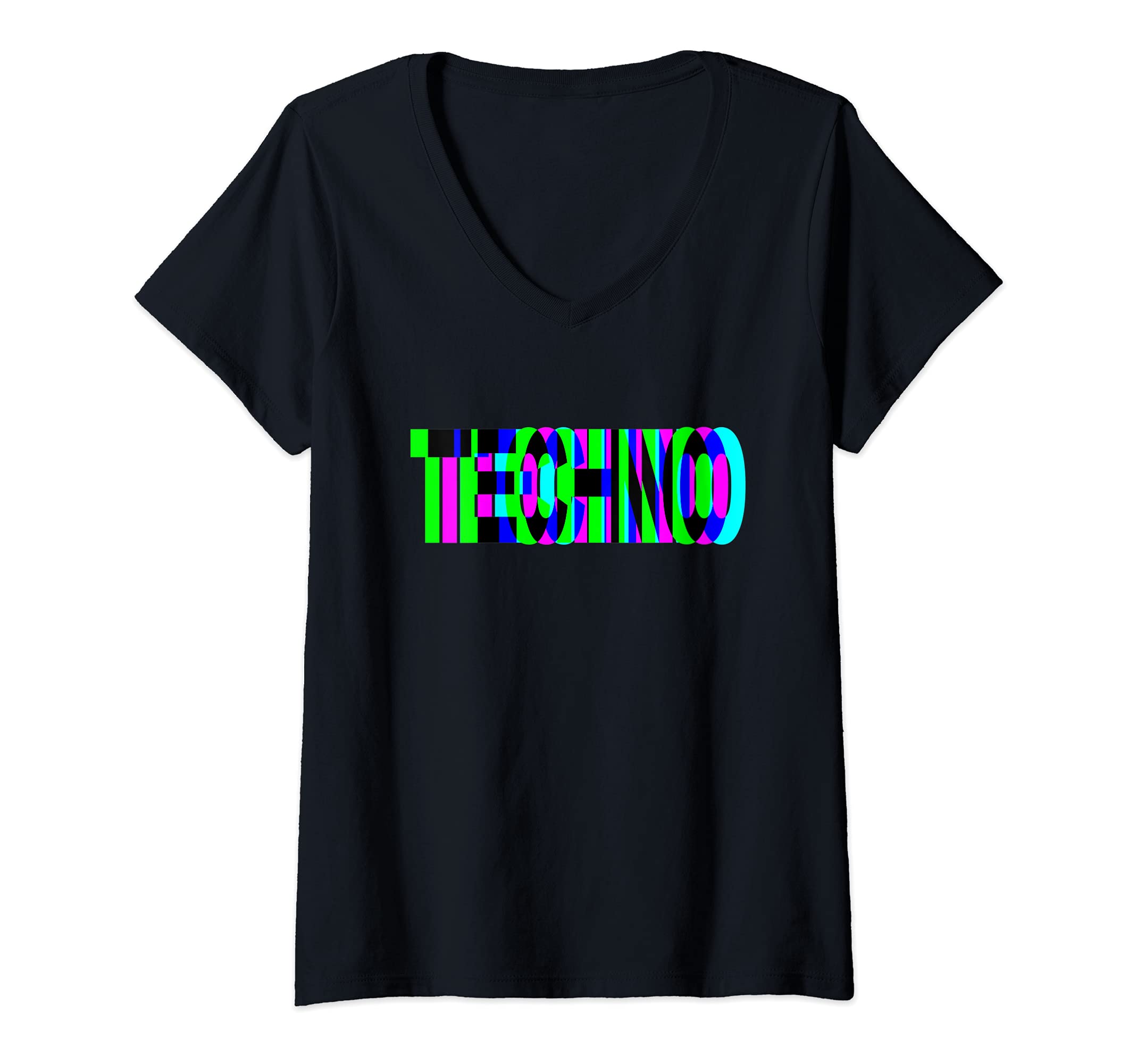 BIGUP EDM DesignsWomens Techno DJ Raver Rave Party EDM Festival V-Neck T-Shirt