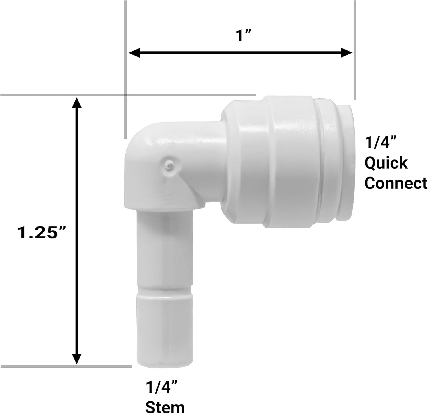Metpure Quick Connect Stem Elbow for RO Reverse Osmosis Water Filtration System - 1/4" OD x 1/4" OD (10 Pack)