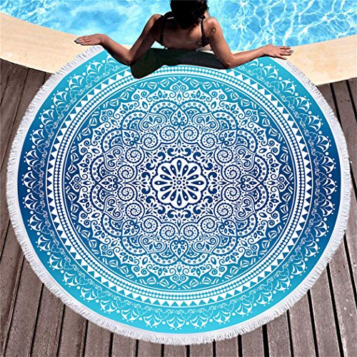 DXSX Estilo Bohemio Toalla de Playa Mantel Redondo de Microfibra con Flecos Mandala Tapiz Toallas de bao para Adultos y nios Absorcin de Agua Prevencin de Arena 150cm(Bohemia) (Bohemia #6)
