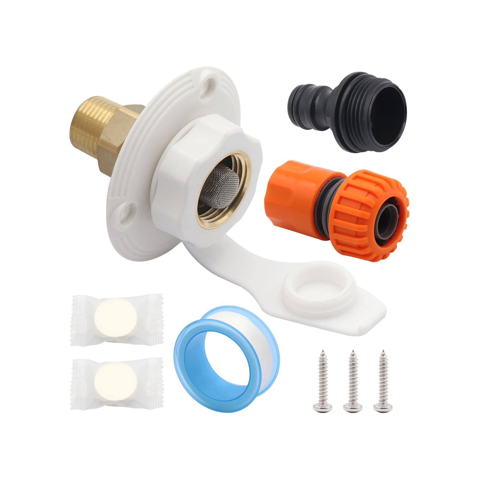 YROHGKPN Brass Campers Water Inlet Set with Leak Silicone Seal and ABS