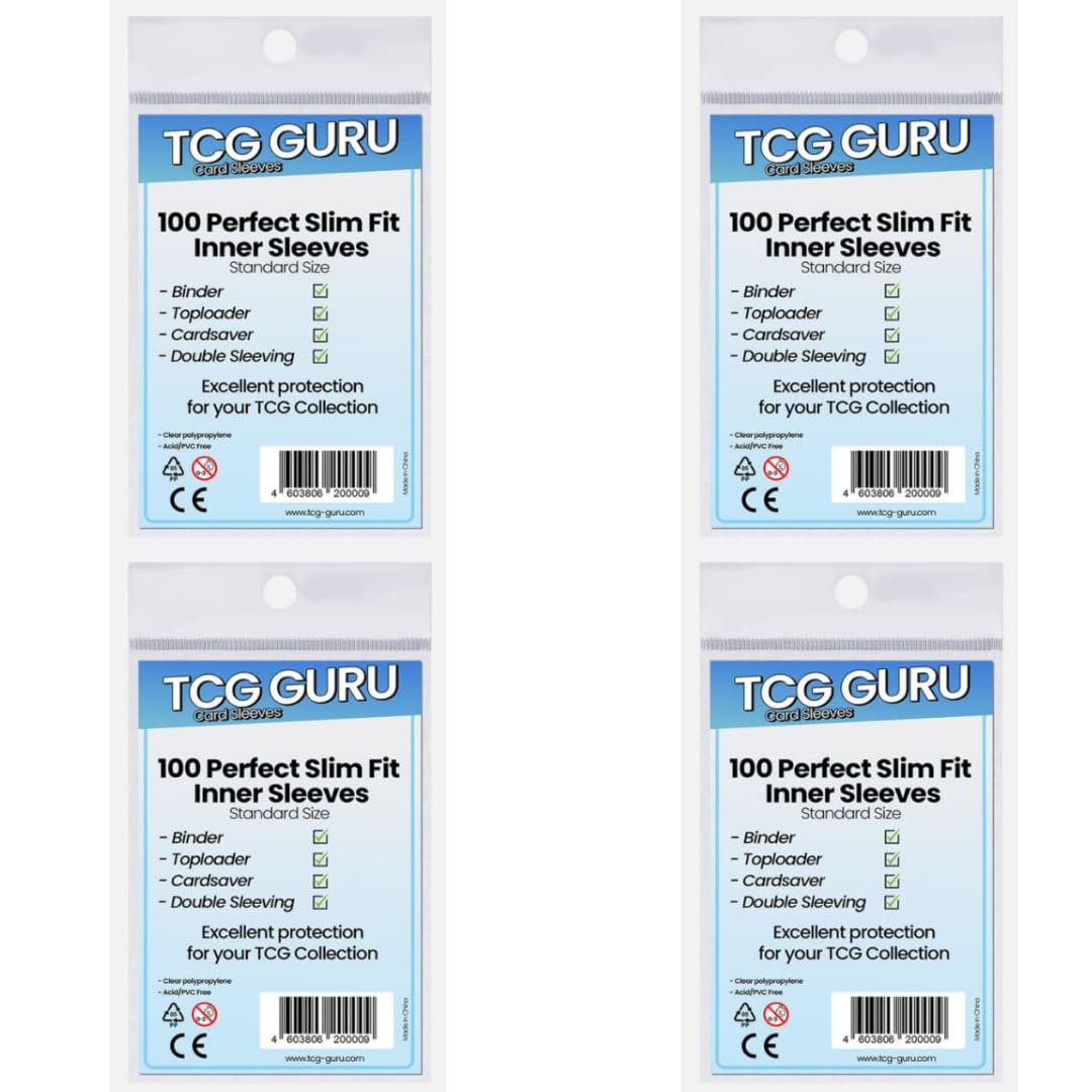 Protettori Carte TCG TCG Guru Perfect Size Inner Sleeves - 10x100 Custodie, 64x89mm, Per Carte Da Collezione Protettori Morbidi Heartforcards