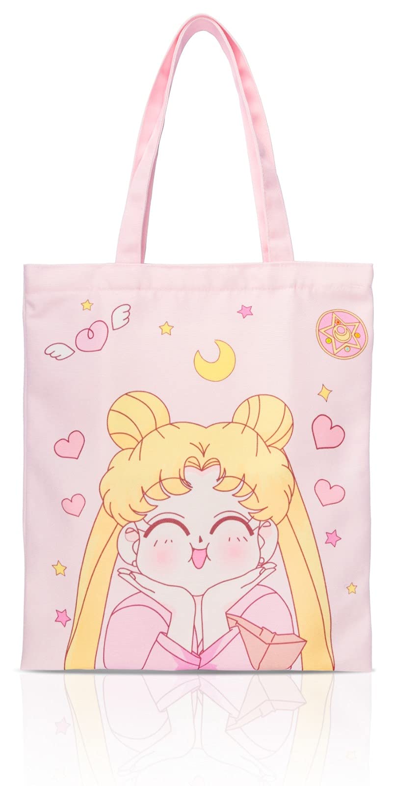 RoffatideAnime Sailor Moon Canvas Tote Bag for Girls Reusable Shopping Handbag Casual Shoulder Bag