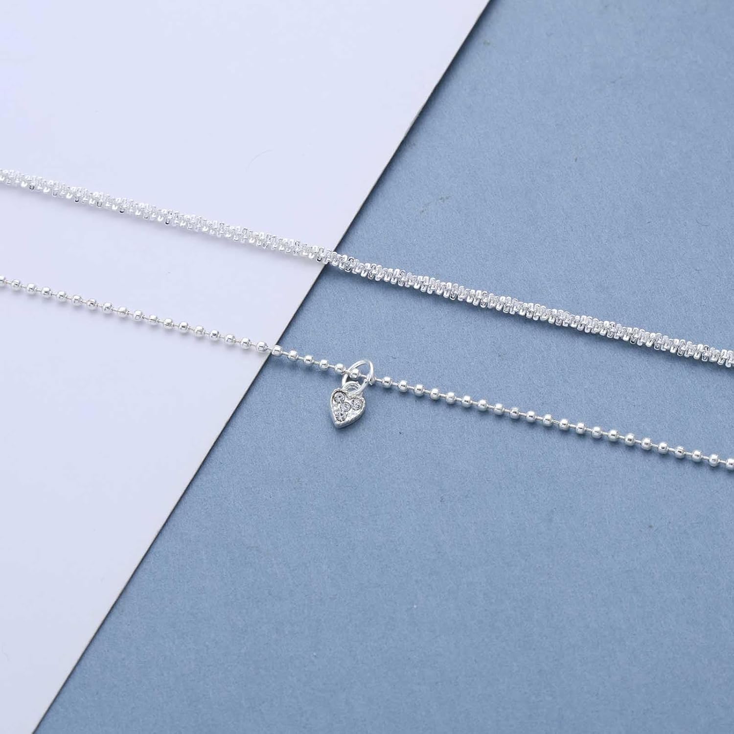 Andelaisi Boho Sparkly Chain Bracelet Vintage Layered Heart Dangle Bracelets Silver Bling Chain Hand Bracelet Love Adjustable Slave Link Bracelets Jewelry for Women - Image 7