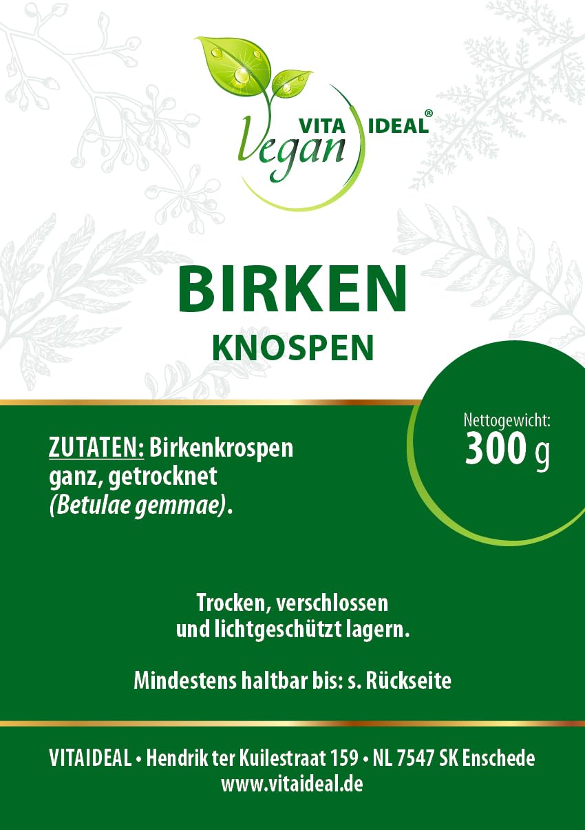 VITA IDEAL Vegan® BIRKEN - KNOSPEN 3x 300g getrocknet - Betulae Gemmae - BIRKENKNOSPEN - Kräuter Tee, Öle - Tinktur & Aufguss. Kräutertee ohne Zusatzstoffe.