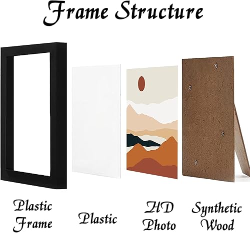 Miniatura 2 de Juego de 3 portarretratos negros de 10 x 10 pulgadas, marco transparente alto para collage de fotos cuadrado de 10 x 10 pulgadas, lienzo tamaño
