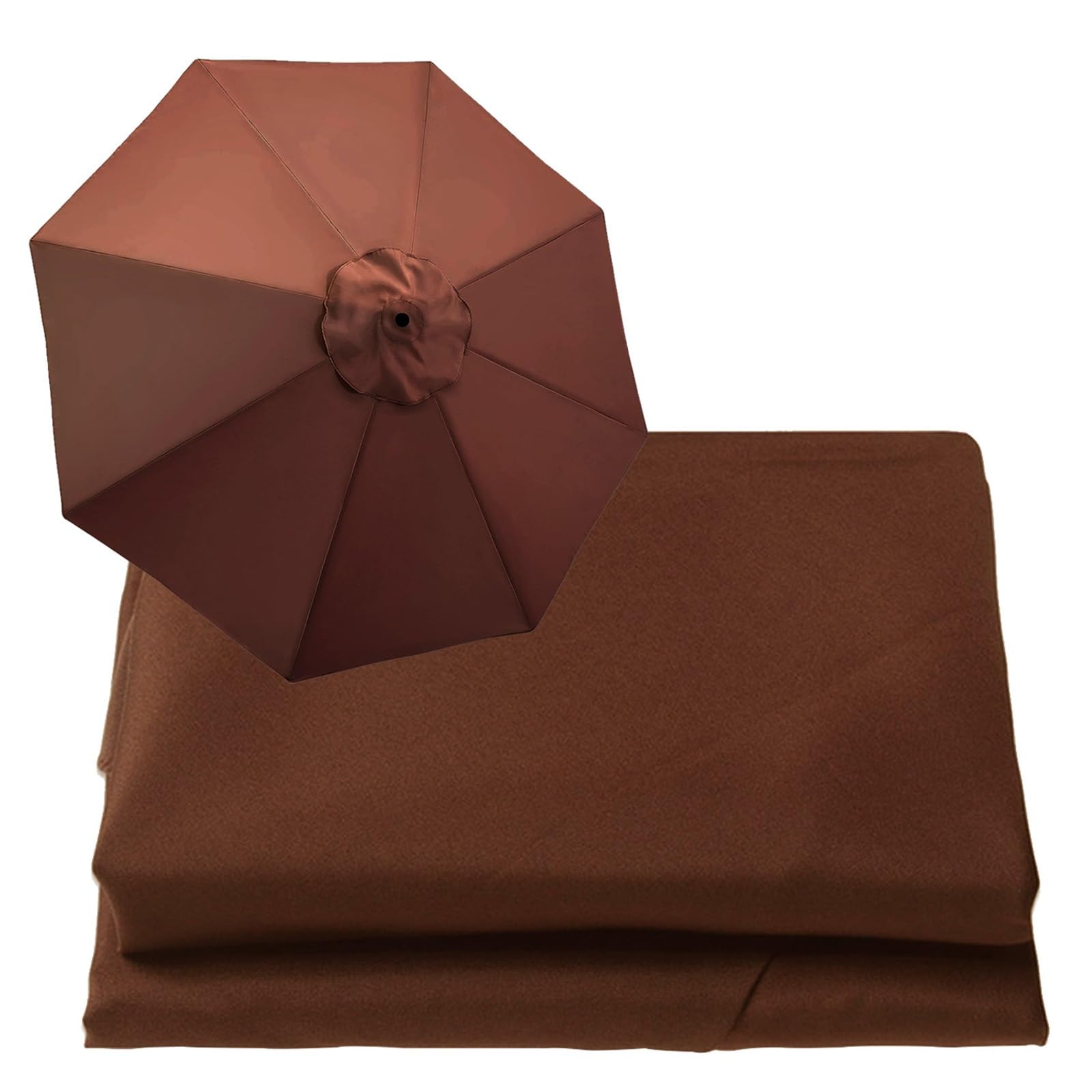 6.5ft 9ft 10ft Replacement Parasol Canopy, Garden Parasol Replacement Cloth, 6-Ribs/8-Ribs Fabric Canopy Cover, UV 30+ Protection Umbrella Replacement Cover(Thickness:Coffee,Size:6.5ft-6Arms)
