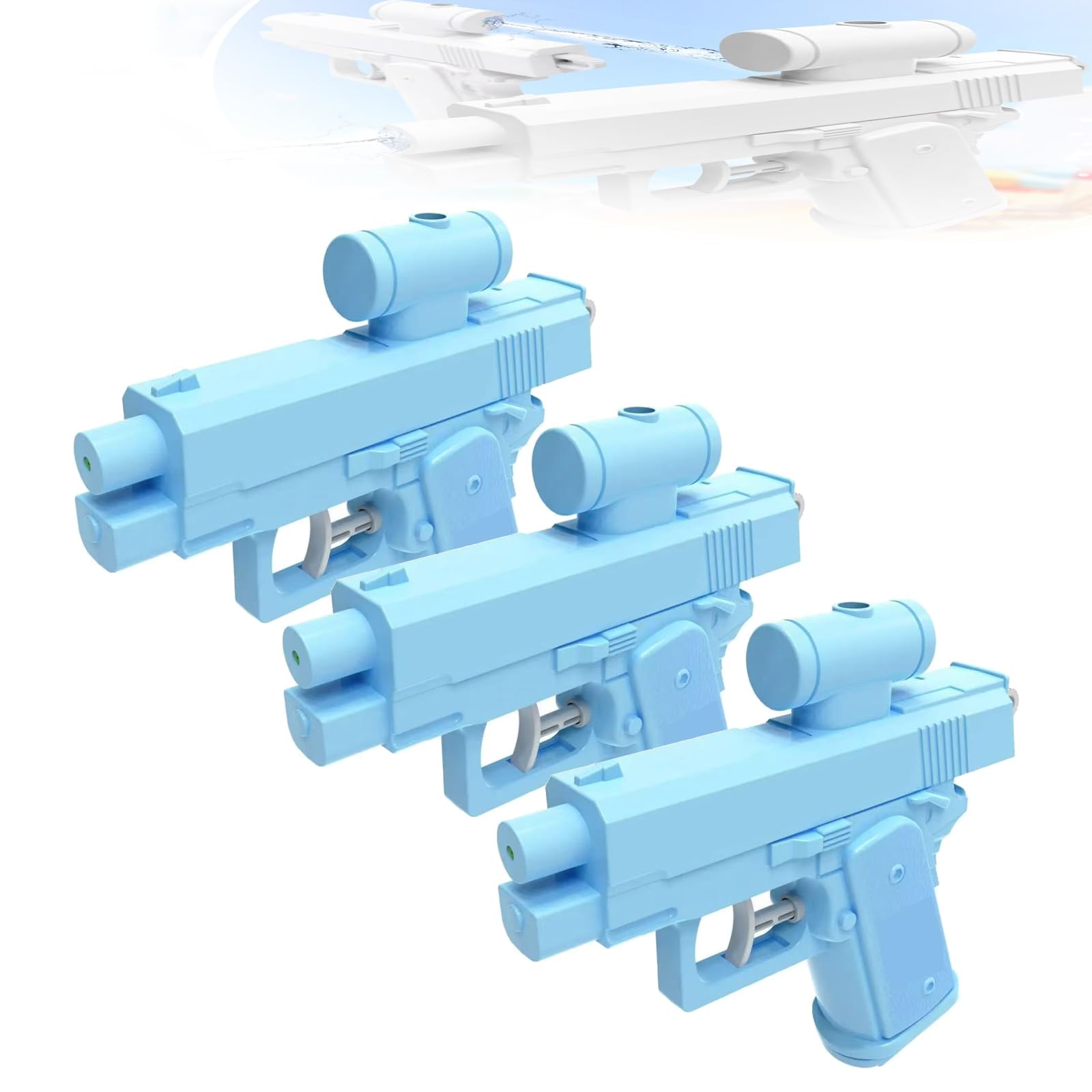 Prank Two-Way Water Gun, Prank Water Gun, Two-Way Wǎter Gun Prank, Pull The Trigger and Shoot Backwards, Press The Button and Shoot Forwards, Wǎter Gun Prank Can Spray from Front and Back (Blue*3)