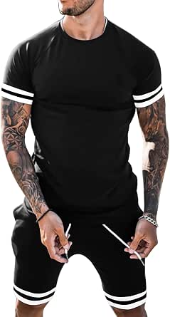 Babioboa Men's Short Sets 2 Piece Outfits Summer Tracksuit Casual Shirt Shorts Slim Fit Athletic