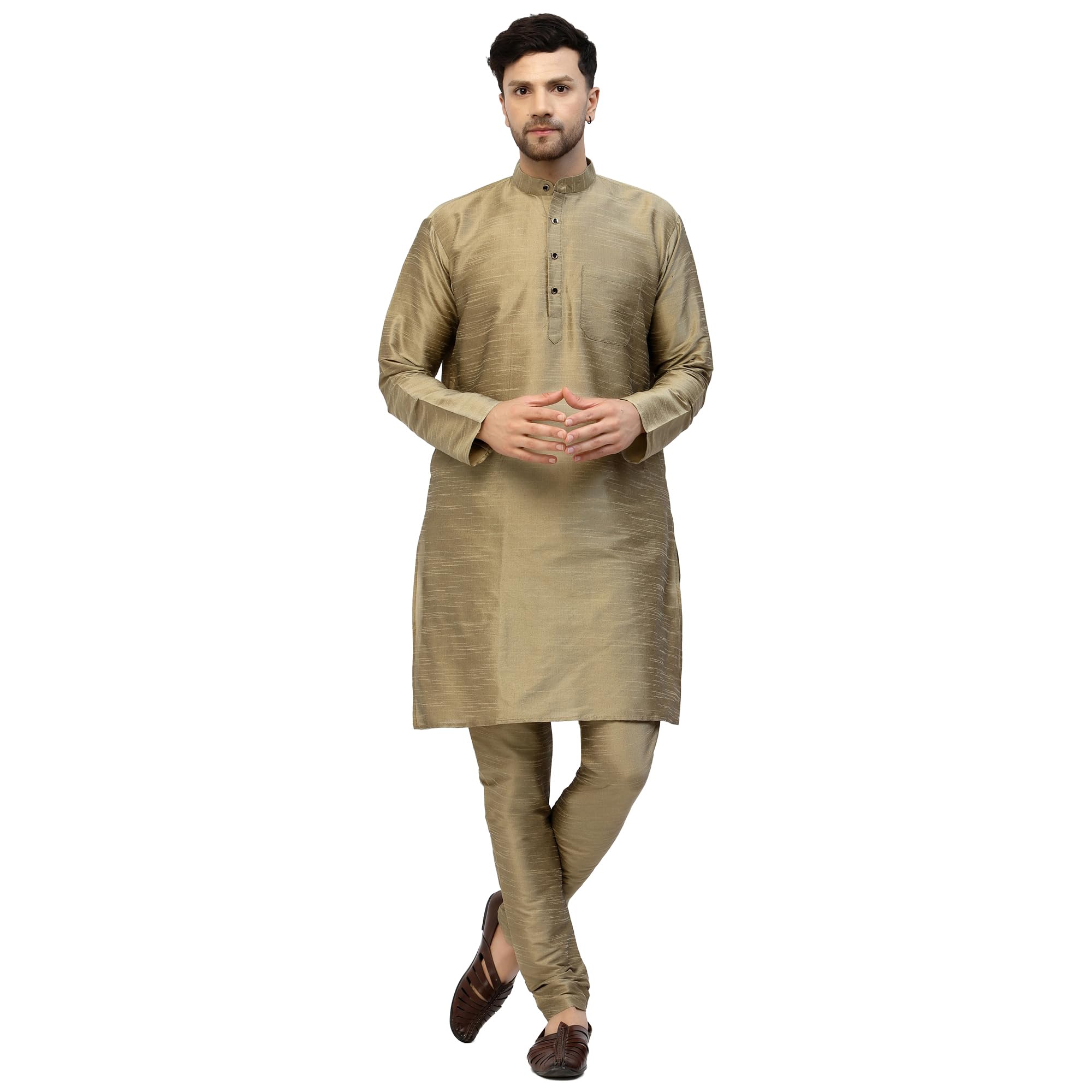 Men's Silk Blend Kurta With Pant Sets.-image-33