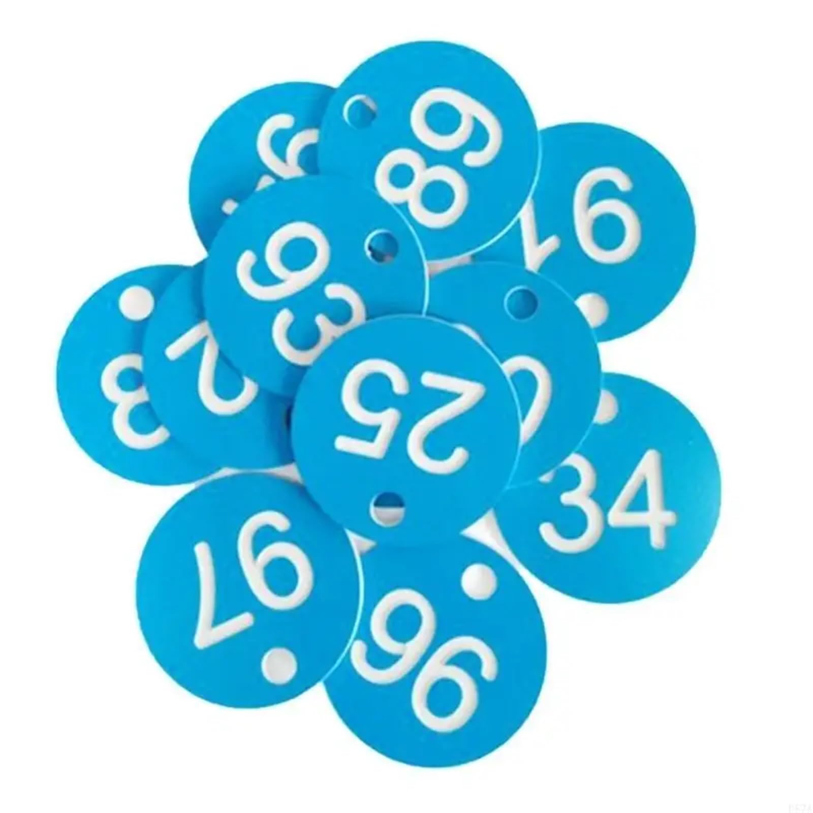 Plastikowe znaczniki numeryczne, Plastikowe przywieszki z numerami, opakowanie 100 sztuk, wielokolorowe do breloków do toreb bagażowych(Blue)