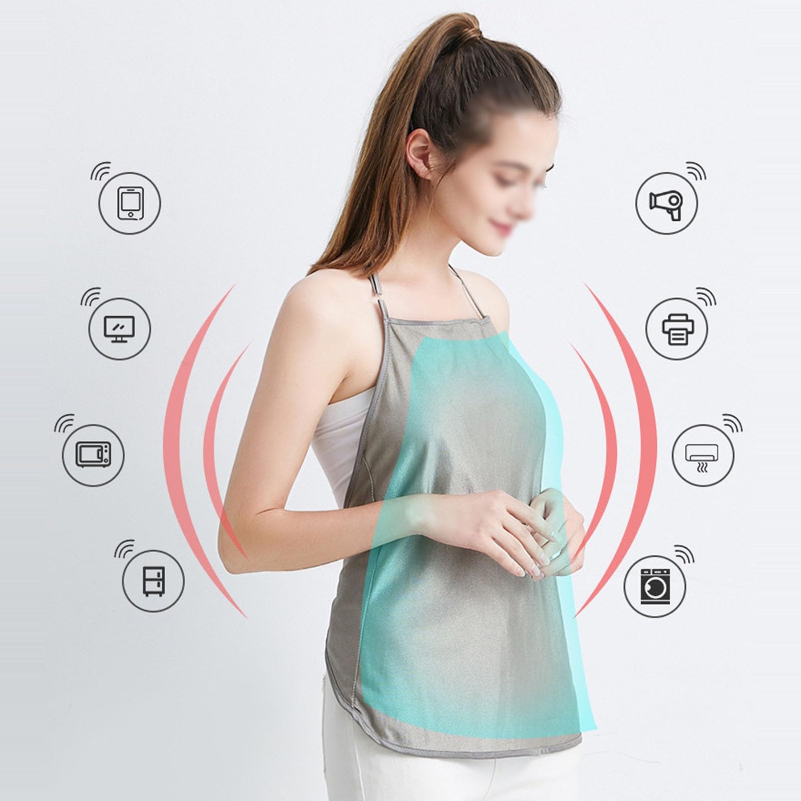 Vêtements Anti-radiations Hauts de Maternité Tunique de Grossesse EMF Protect Bandeau Ventral Bloquant les Ondes en Fibre D'argent Tablier Débardeur