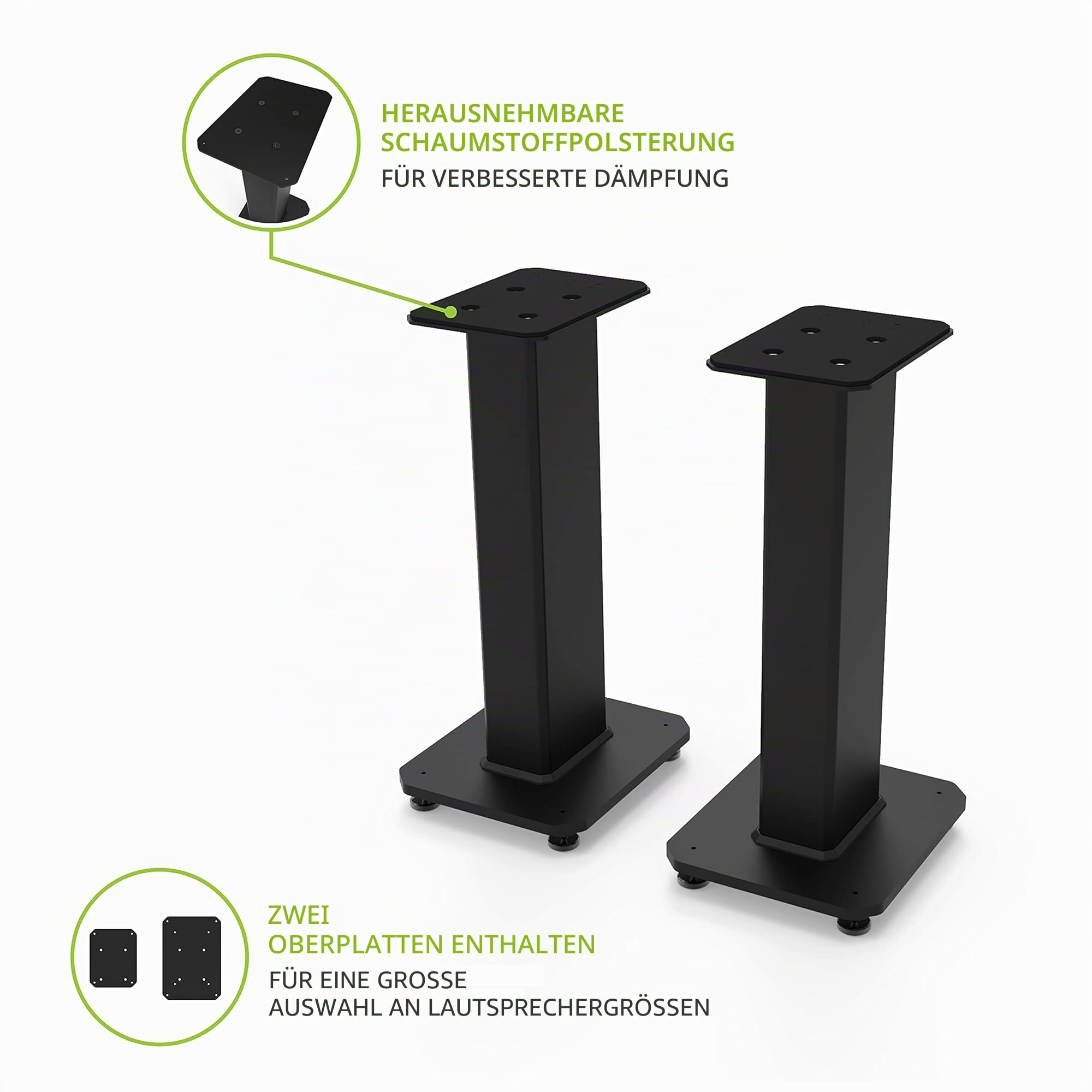 Kanto SX22 Universal Fillable Speaker Floor Stands for Bookshelf Speakers | 22" Tall | Dedicated Cable Channel | Fill Bags Incl. | Pair | Black