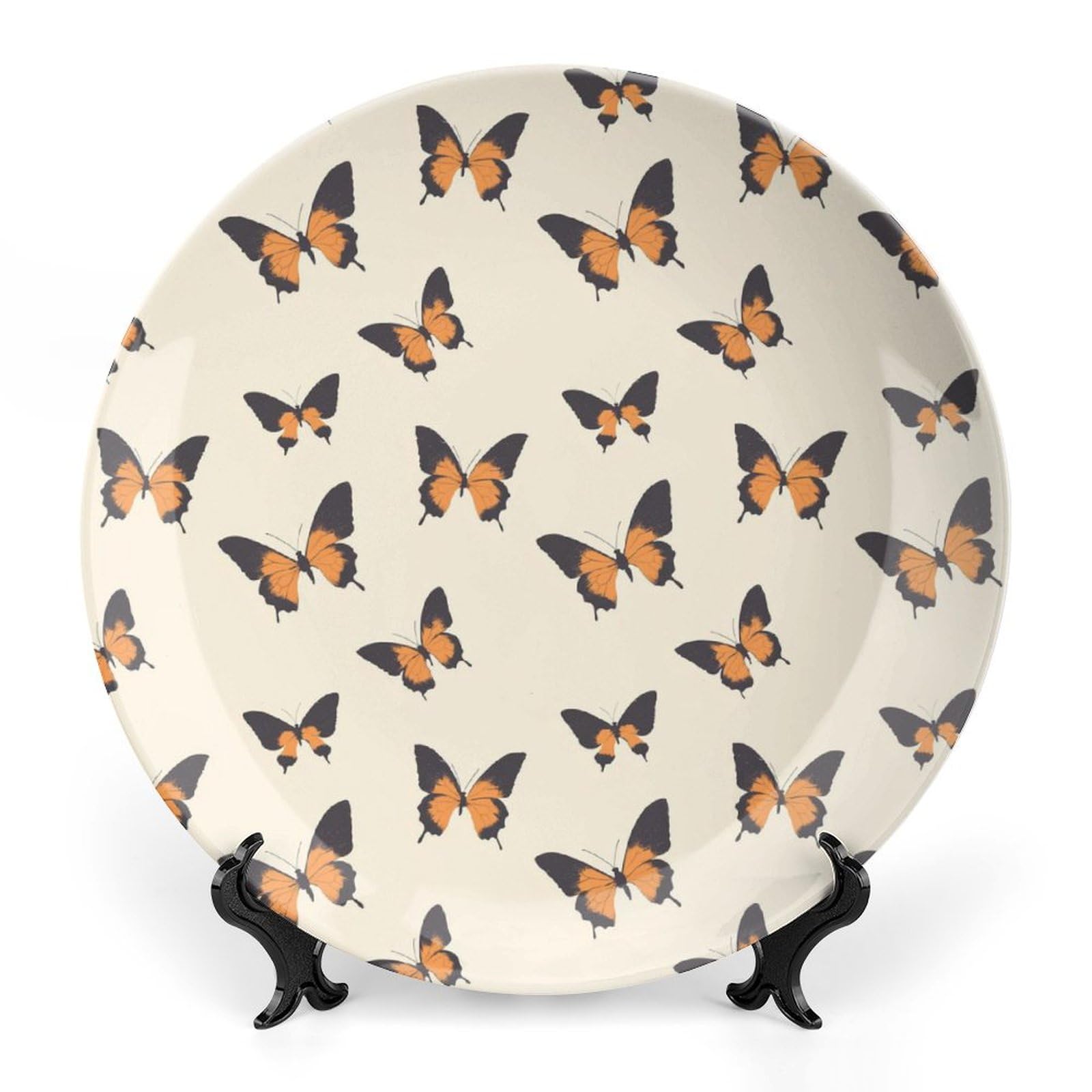 DULAHR Cute Butterfly Bone China Decorative Plate Ceramic Decorative Plate Home Wall Decor with Vertical Stand Decorative Plates