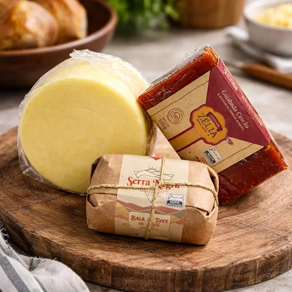 Kit Mineirinho Queijo Minas Meia Cura 850g + Goiabada Cascão Zélia 500g + Bala de Doce de Leite 400g - Sabores Tradicionais de Minas Gerais, Perfeito para Presentear, Mesas Gourmet e Acompanhar Cafés