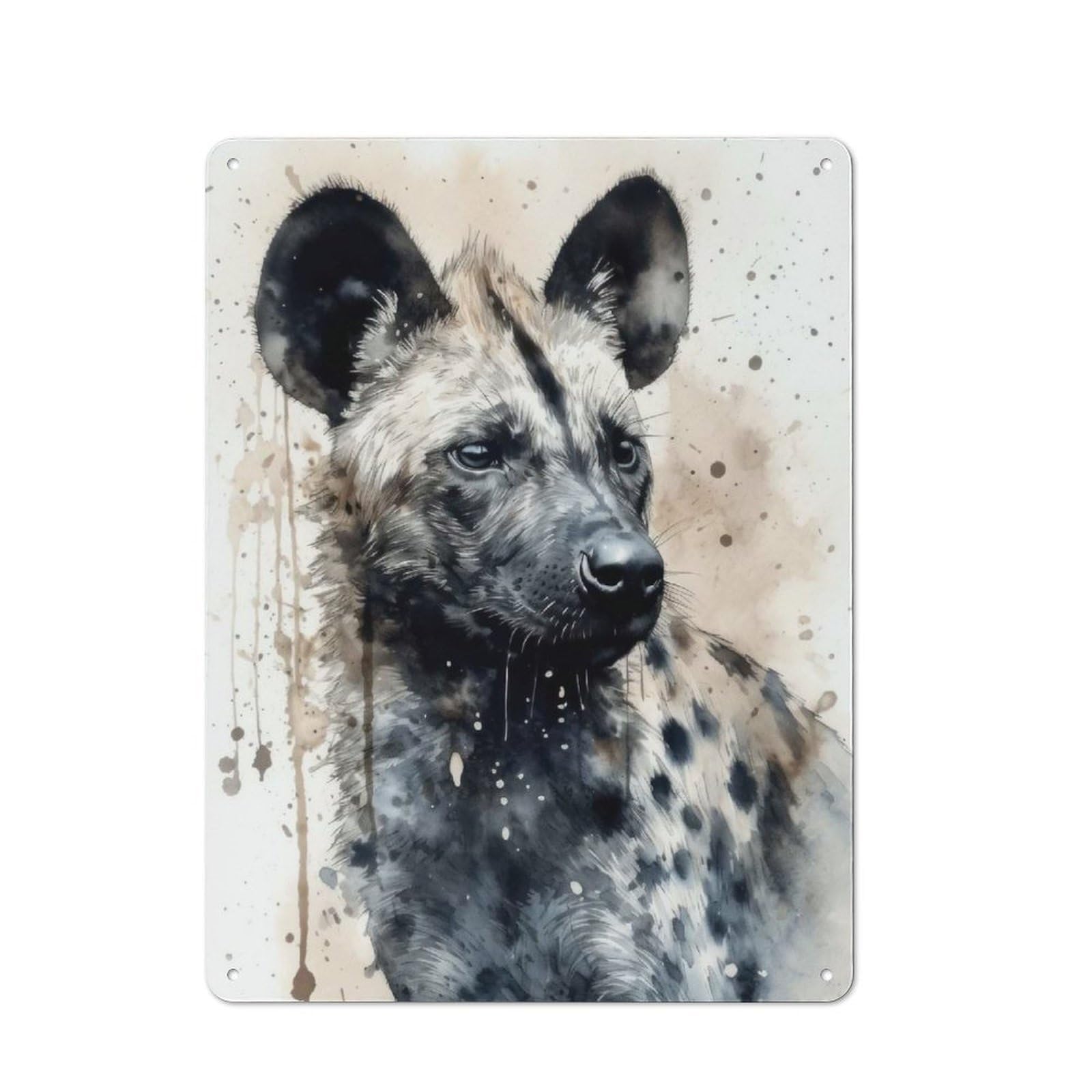 Junmoney Hyena Wild Laughter Metal Wall Sign With Design 40X30cm, Clean Industrial Studio Wall Art For Loft, Studio, Office Or Creative Room