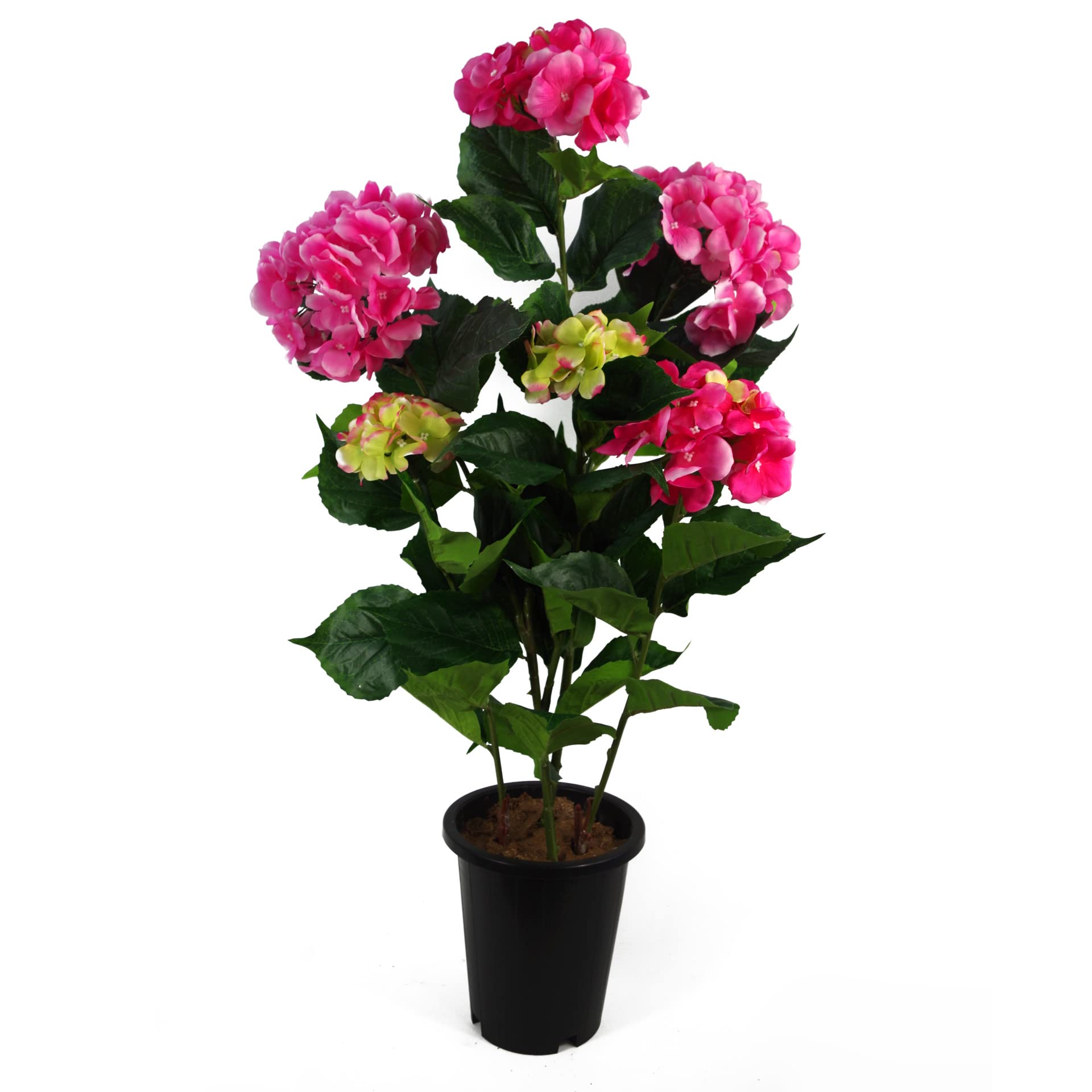 90cm Artificial Hydrangea Plant Pink - 200 Flowers - Leaf Brand - Realistic Fabric Petals and Leaves - Wired Stems for Arrangement - Indoor Use