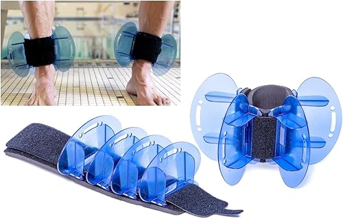 Aqualogix Juego de aletas híbridas de entrenamiento acuático de máxima resistencia, color azul, puños acuáticos, guía de inicio rápido, pesas para