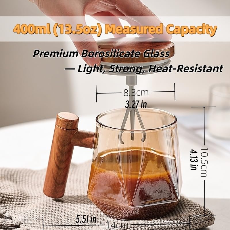 Self Stirring Coffee Mug 400 ml vidrio borosilicato miniatura 4