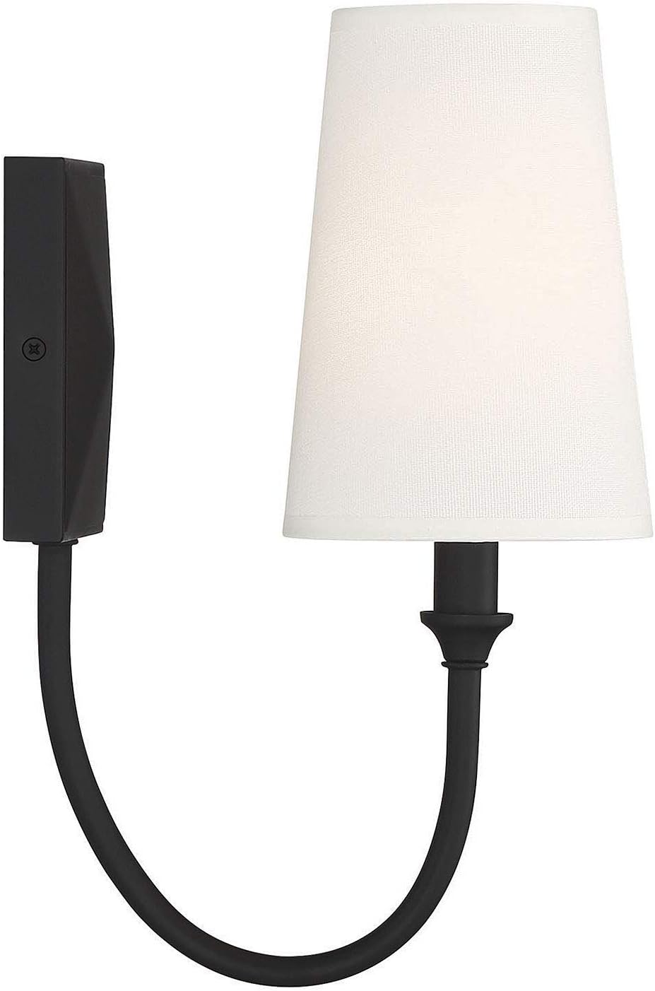 Matte Black Dimmable Wall Sconce with White Fabric Shade