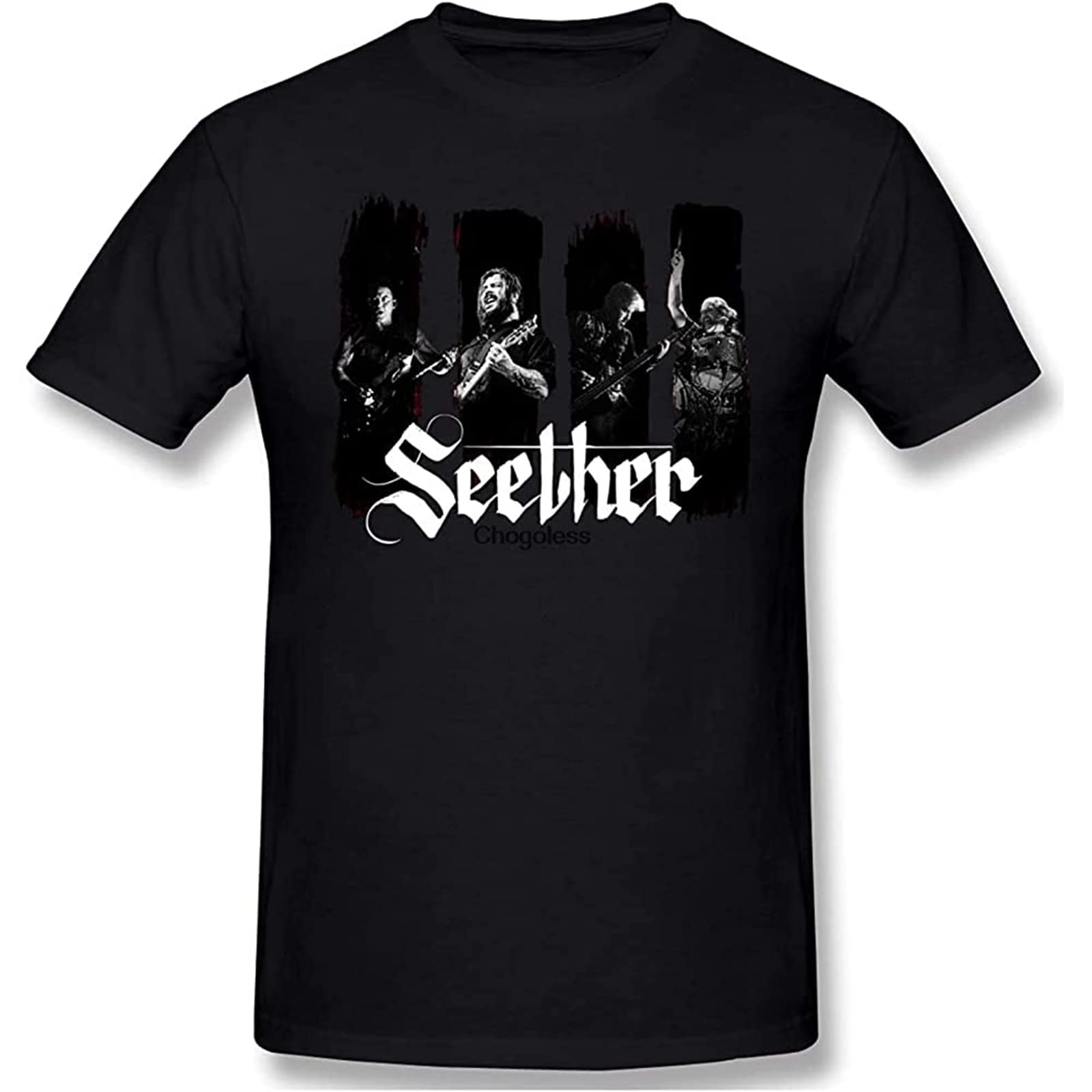ZUINBUJohnnyKJayTee Men Seether T-Shirts with Men's Black Short Sleeve