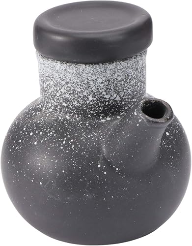 Hemoton Dispensador de salsa de soja de cerámica de 10.1 fl oz, estilo tradicional japonés, Shoyu, botella de almacenamiento, olla de condimento