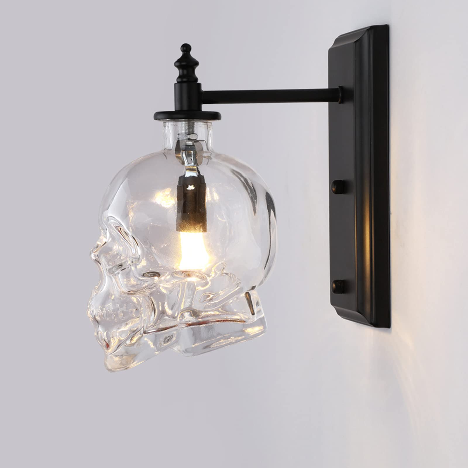 HELCEKOU Retro Industrial Style Skull Wine Bottle Wall Lamp Loft Personality Creative Bar Cafe Bedroom